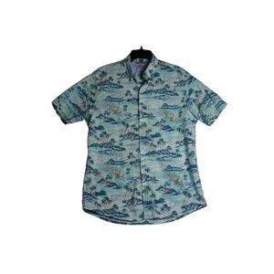 Izod Saltwater Relaxed Classics Hawaiian Button Down Shirt Mens Large